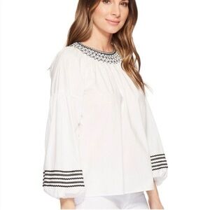 Joie Ghada Smocked Top Black and White  Size Small